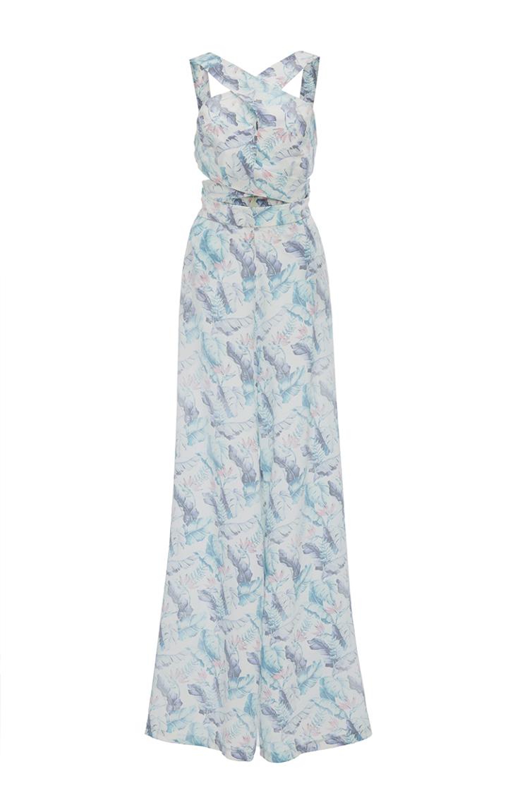 Christina Economou Luna Printed Wrap Jumpsuit
