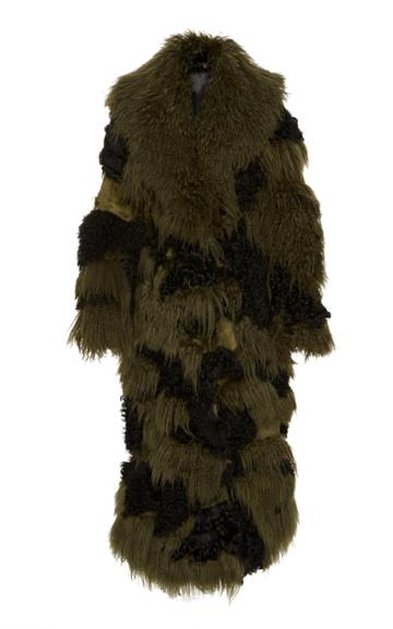 Michael Kors Collection Camo Intarsia Fur Coat