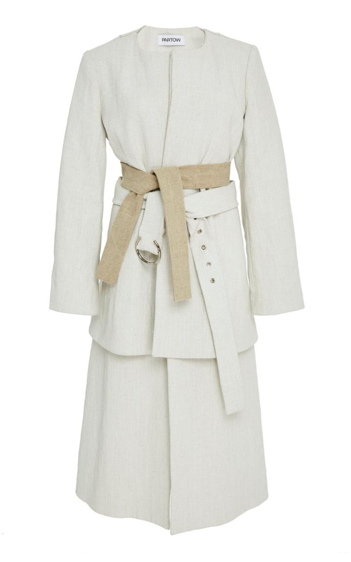 Partow Amiko Belted Linen Trench Coat