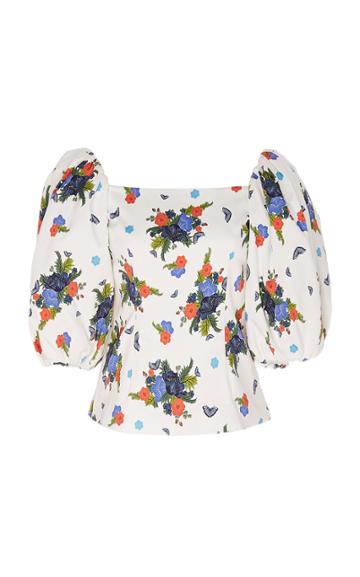 Rebecca De Ravenel First Impressions Floral-print Cotton-stretch Top