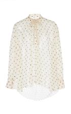 Moda Operandi Adam Lippes Printed Chiffon Bow Neck Poet Shirt Size: Xs