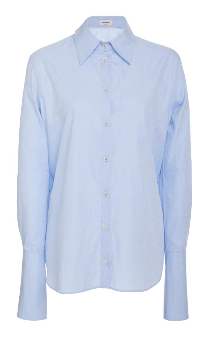Salvatore Ferragamo Cotton Poplin Gancini Print Blouse