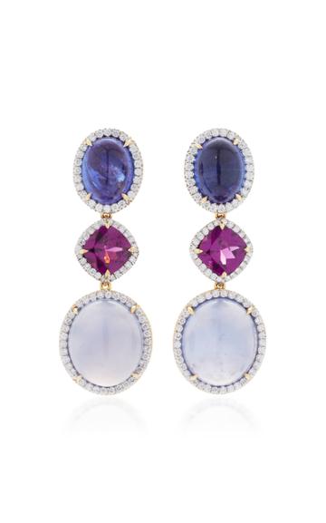 Pamela Huizenga Tanzanite Purple Garnet Lavender Chalcedony And Diamond Earrings