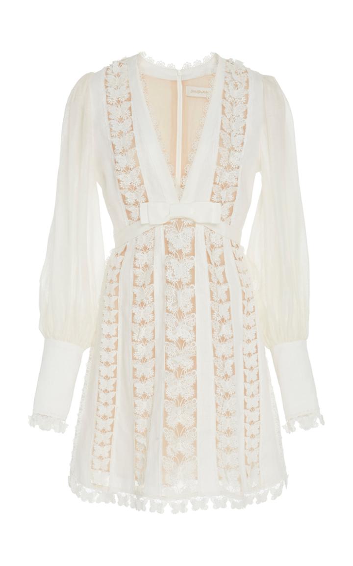 Zimmermann Silk And Linen-blend Lace Mini Dress