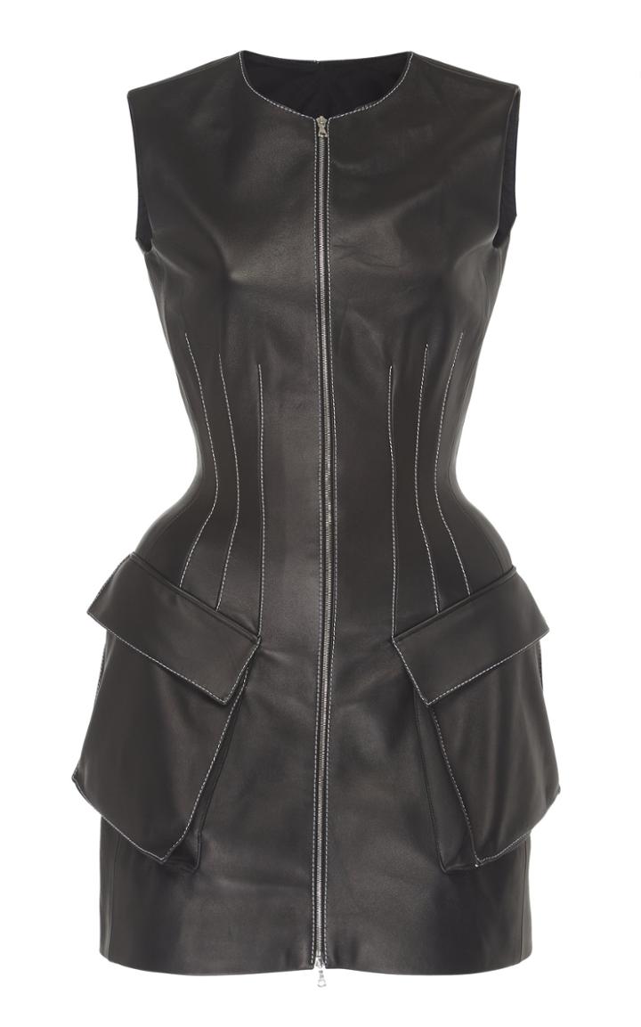 David Koma Corset Leather Dress
