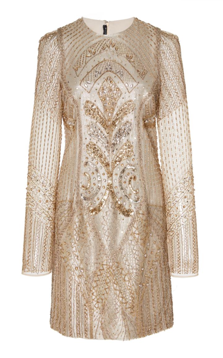 Burnett New York Champagne Emboidered Mini Dress