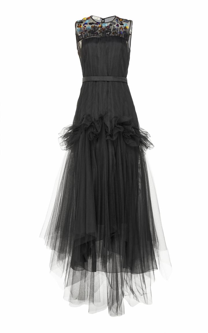 Delpozo Sequin-embellished Tiered Tulle Dress