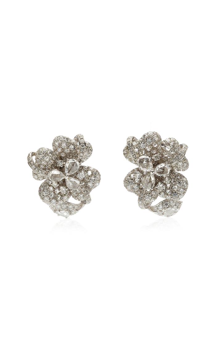 Moda Operandi Anna Hu One Of A Kind Duchess Hibiscus Diamond Earrings