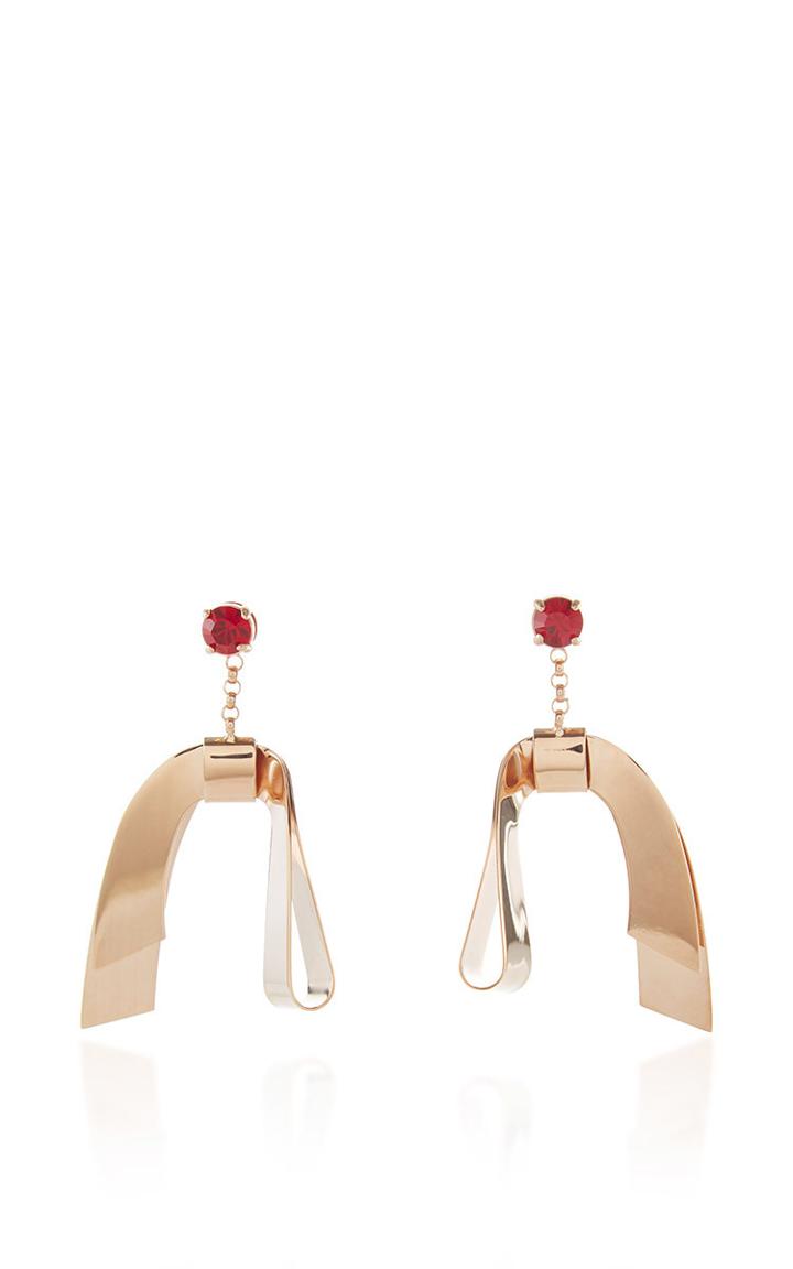 Etro Rose Gold Metal Hanging Bow Earring