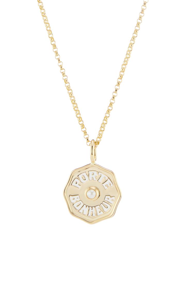 Moda Operandi Marlo Laz 14k Yellow Gold Mini Porte Bonheur Birthstone Coin Necklace