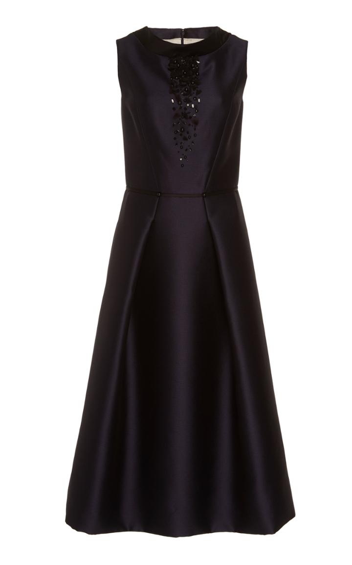 Herve Pierre Embroidered Mikado Swing Dress