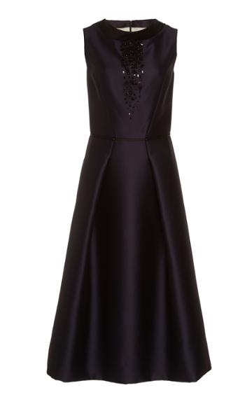 Herve Pierre Embroidered Mikado Swing Dress