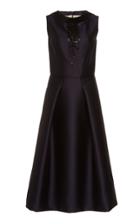 Herve Pierre Embroidered Mikado Swing Dress