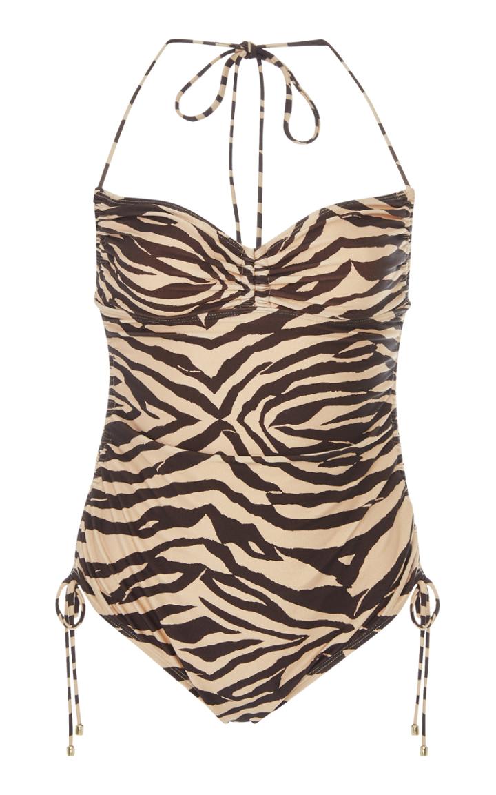 Zimmermann Juniper Ruched Zebra-print One-piece