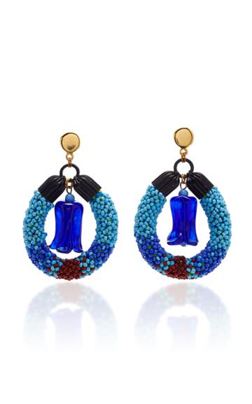 Montageart Beaded Blue Murano Glass Earrings
