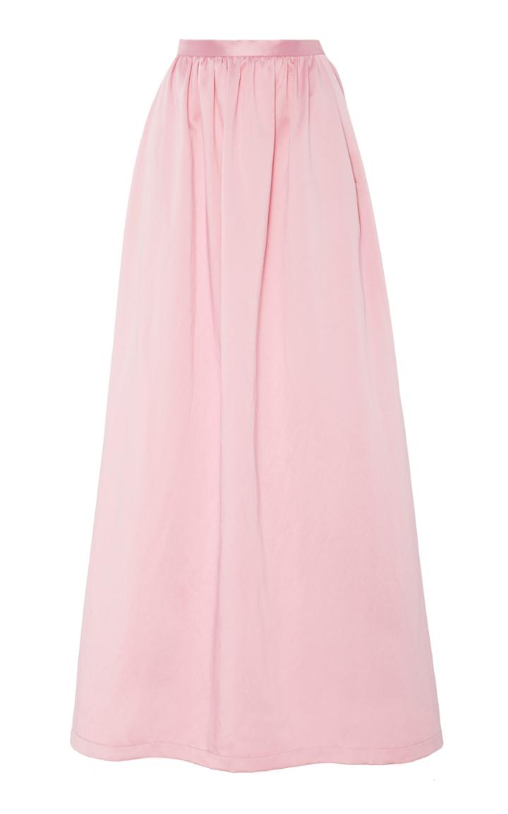 Rosie Assoulin Gathered Waist Long Satin Skirt