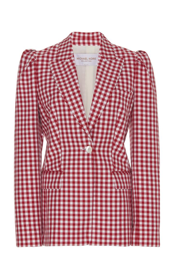 Moda Operandi Michael Kors Collection Gingham Cotton Blazer Size: 0