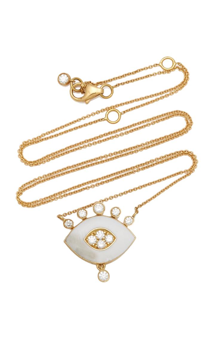Moda Operandi Nayla Arida 18k Gold & White Enamel Eye Necklace