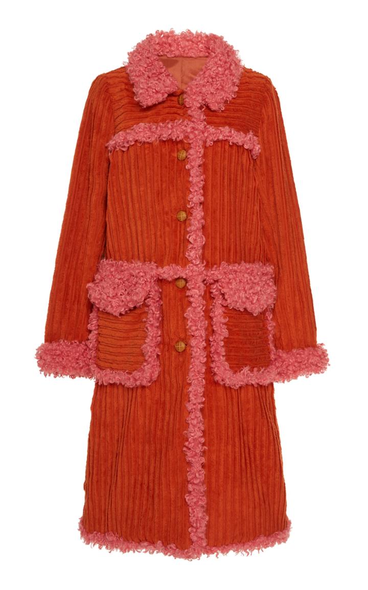 Anna Sui Cozy Cords Faux Fur-trimmed Coat