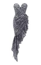 Rasario Asymmetric Leopard-print Chiffon Mini Dress