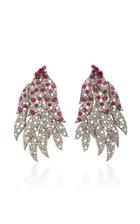Sanjay Kasliwal One-of-a-kind Diamond And Ruby Feather Earrings