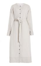 Asceno The Rome Button-detailed Linen Maxi Dress