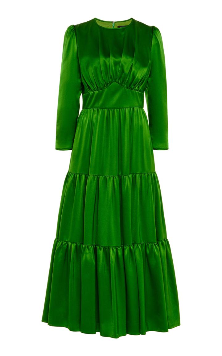 Moda Operandi Andrew Gn Tiered Silk Midi Dress