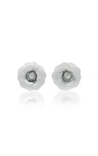Alessandra Rich White Rose Earrings With Pearl