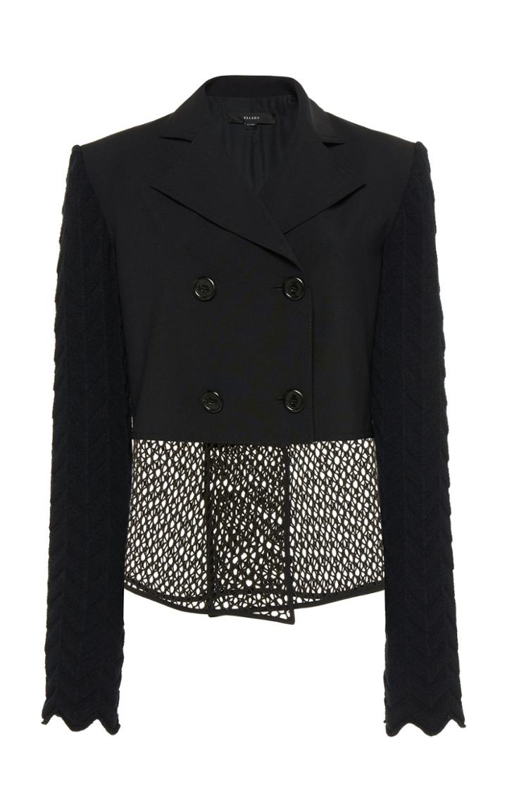 Moda Operandi Ellery Opinion Mesh-hem Double-breasted Crepe Jacket Size: 36