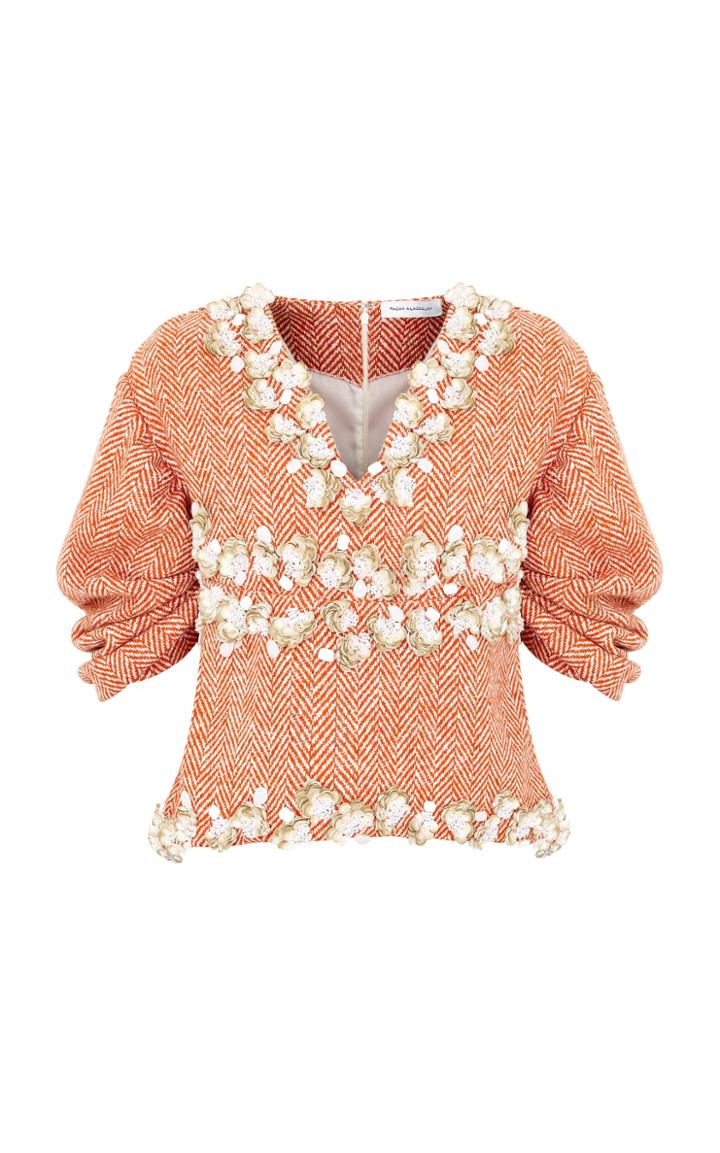 Razan Alazzouni Embellished Tweed Top