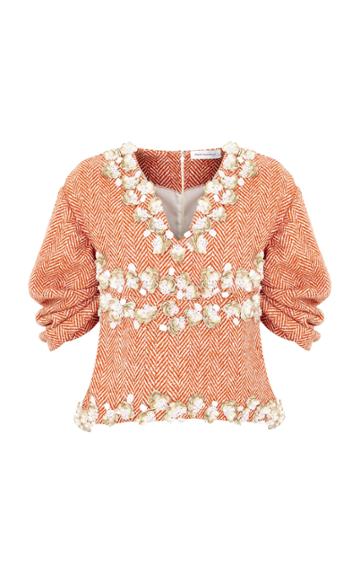 Razan Alazzouni Embellished Tweed Top