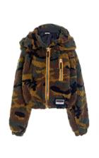 Miu Miu Shearling Camouflage Hooded Jacket