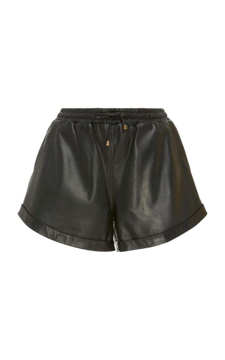 Zeynep Aray Leather Drawstring Shorts