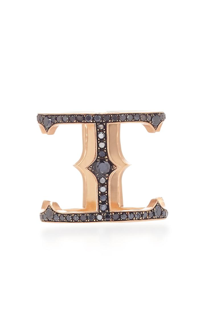 Sylva & Cie 14k Rose Gold And Black Diamond Cage Ring