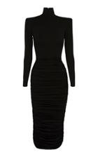Alex Perry Fallon Ruched Jersey Long Sleeve Midi Dress