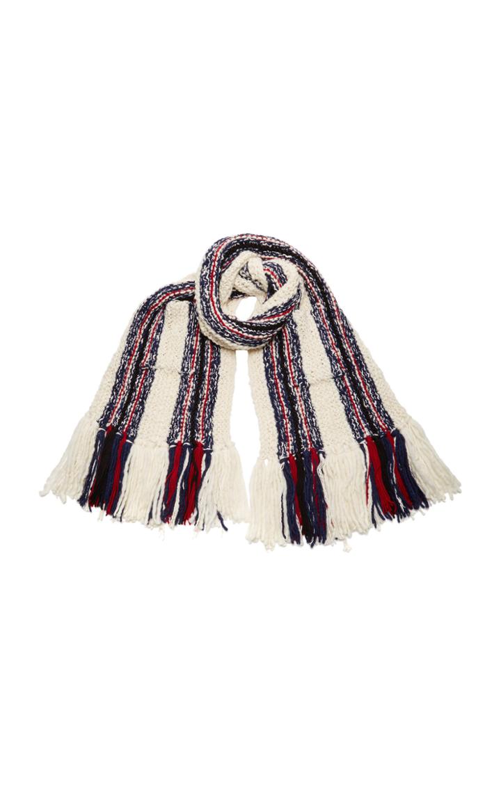 Tory Burch Crocheted Striped Wool-blend Scarf
