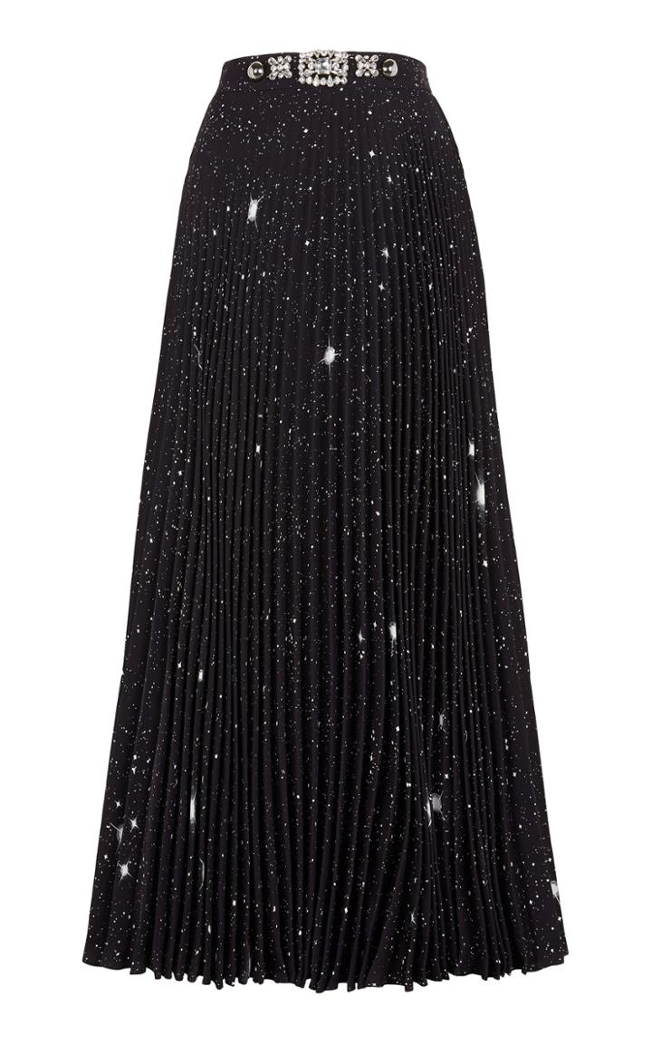 Christopher Kane Embellished Printed Pleated Maxi Skirt