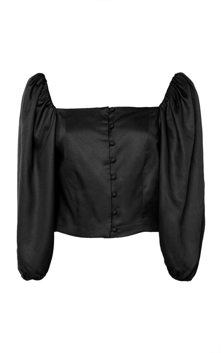 Cult Gaia Petra Button-front Cropped Top