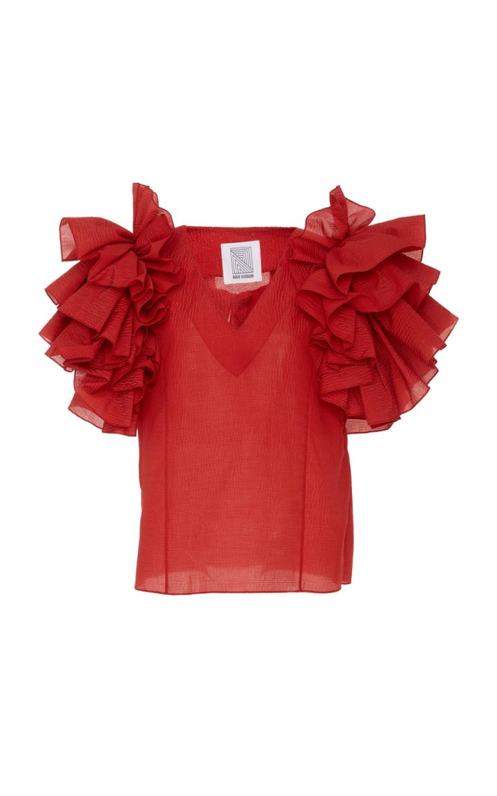 Rosie Assoulin Dust Ruffle Red Top