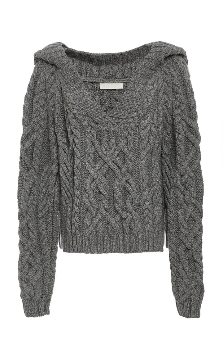 Partow Elia Cable Hand Knit Hoodie
