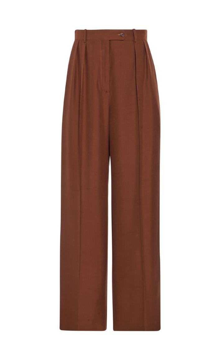 Moda Operandi The Row Nino Pintucked Silk Straight-leg Pants