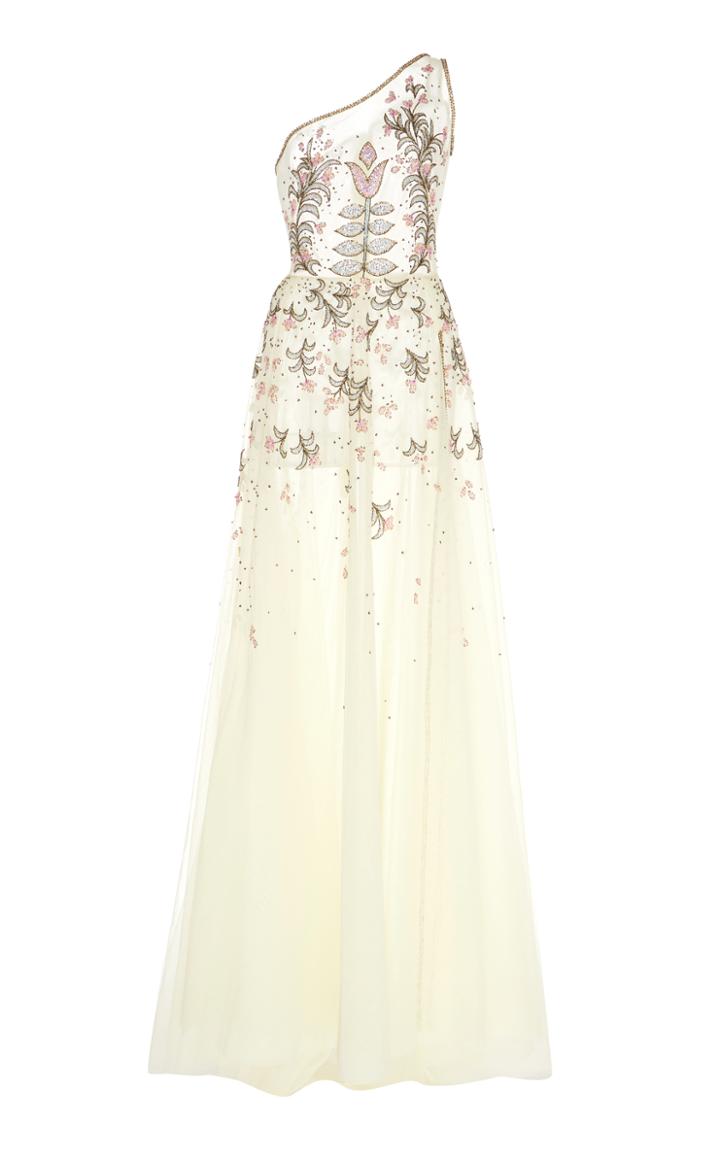 Georges Hobeika One Shoulder Embellished Gown