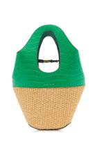 Danse Lente Small Embossed Leather And Raffia Tote