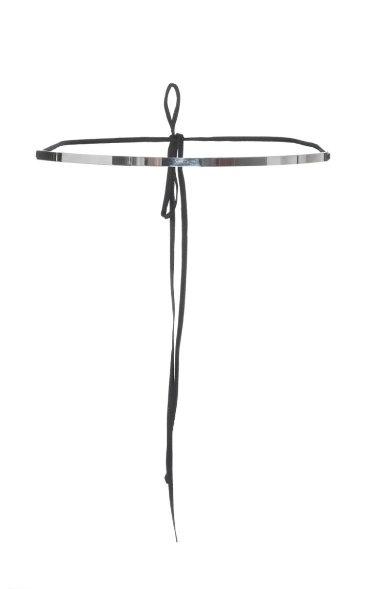 Paule Ka Skinny Metallic Leather Belt With Leather String