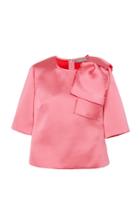 Lela Rose Bow-detailed Satin Top