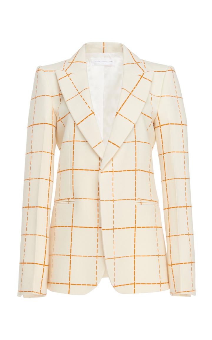 Victoria Beckham Windowpane Virgin Wool Blazer