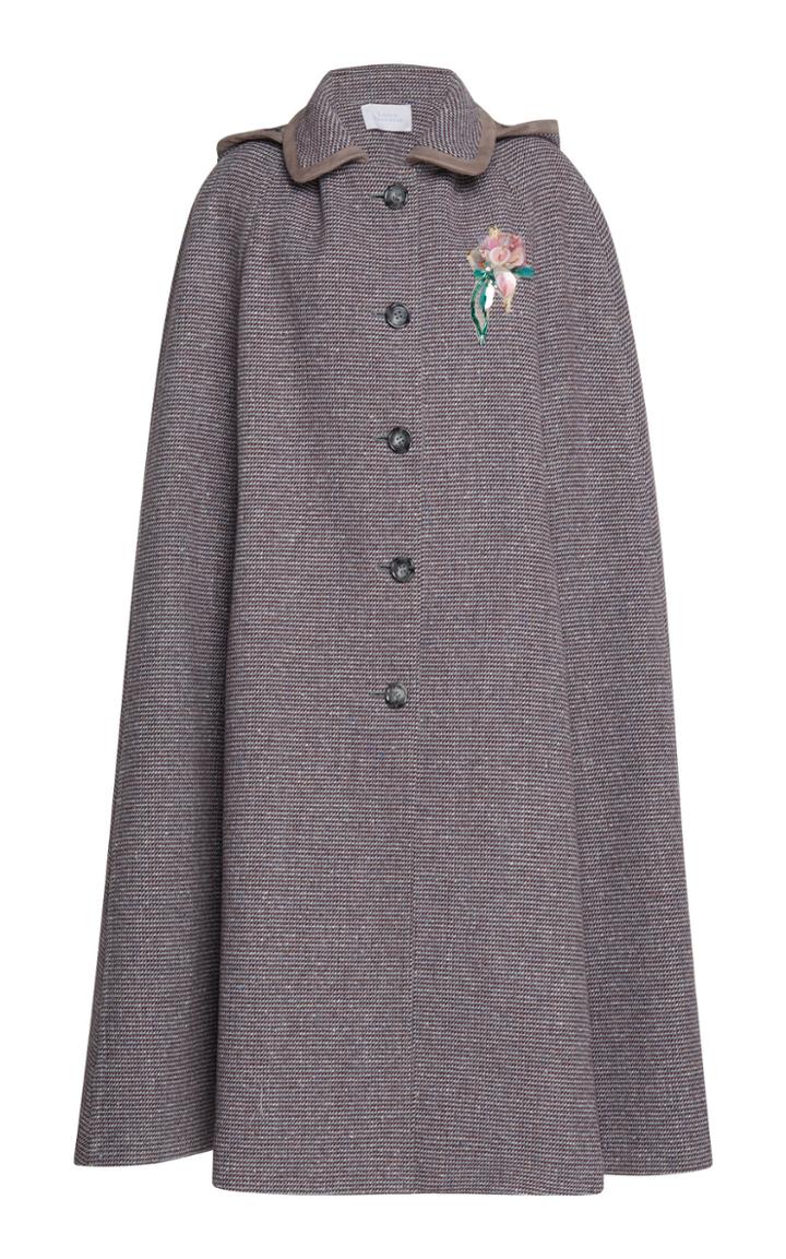 Luisa Beccaria Tweed Cape With Embroidery