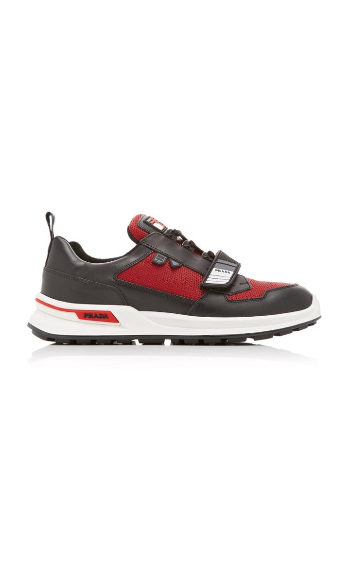 Prada Novo Calf Bike 1 Two-tone Leather, Rubber And Mesh Sneakers