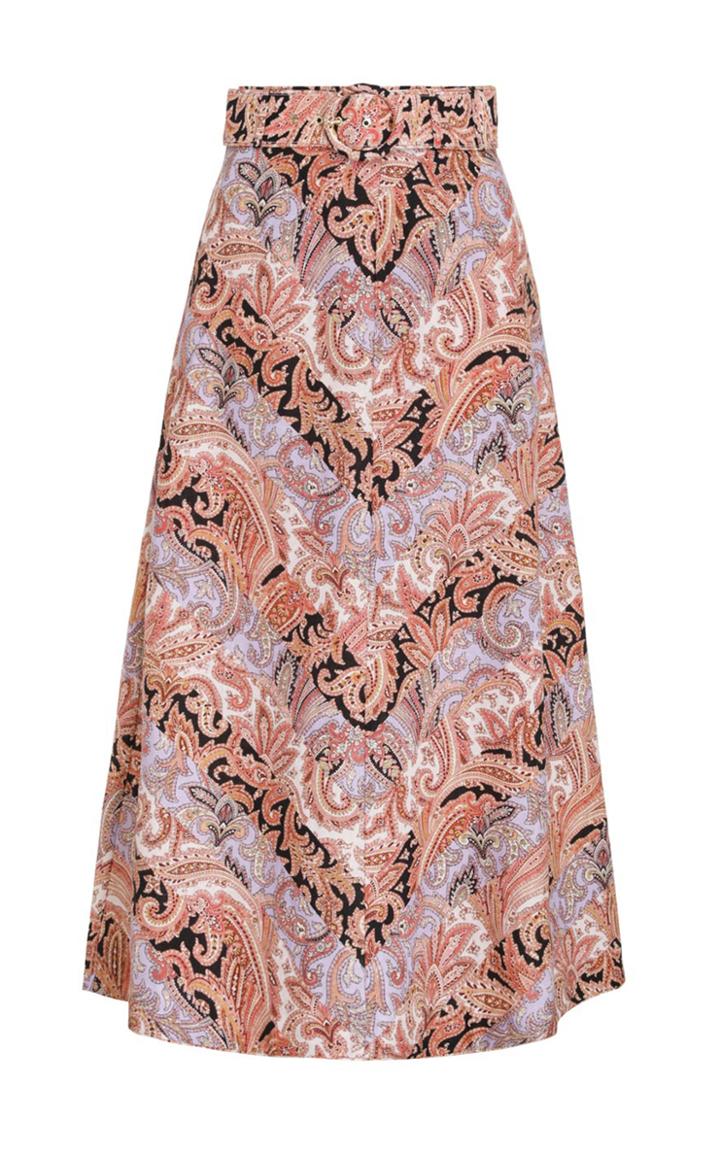 Moda Operandi Zimmermann Botanica Linen Chevron Midi Skirt