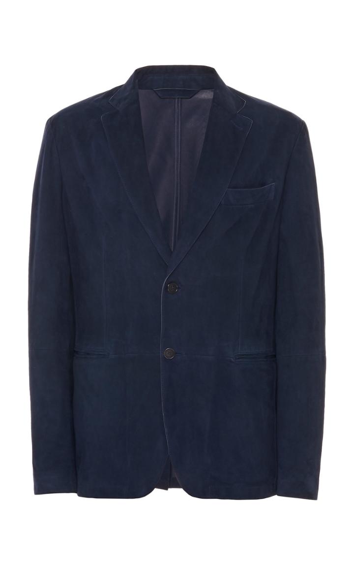 Brioni Leather Cut Edge Blazer